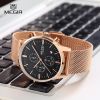 MEGIR Swiss Quartz movement strap watch 2011 rose gold waterproof steel wrist watch