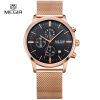 MEGIR Swiss Quartz movement strap watch 2011 rose gold waterproof steel wrist watch