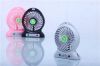 Portable USB fan strong winds with battery charging cable led light rechargeable fan