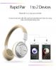 Rainbow BT-690 Bluetooth Headphones Cover Ear, Hi-Fi Stereo Wire & Wireless Headset, Soft Memory-Protein Earmuffs, Foldable,  Built-in Mic and Wired Mode for PC/ Cell Phones/ TV