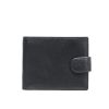 Mens Black Soft Litchi Stria Real Genuine Leather Bifold Clutch Coin Pouch ID Credit Card Zipper Pocket Wallet Purse