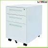 Durable modern 3 drawer steel mobile/moveable filing cabinet with anti-tilt