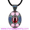 Silver Plated Costume Fashion Jewelry China Style Corumdum Gemstone Women Woman Ladies Party Necklaces