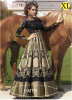Cream and Black Bhagalpuri Digital Print Designer Gown