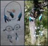 handmade tirquoise dream catcher 2 with natural and tirquoise feathers 