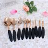 2016 New Rose gold Toothbrush makeup brush / Oval Cream Power 10 Piece professional Makeup Brush Set