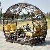 PE rattan garden 4 seats patio swing chair with waterproof cushions