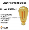 ST19 2200k UL led filament bulbs Patent Epistar Chips 2.5W 5W 110-130VAC2. 2700k 3000k