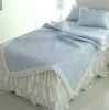 Slim summer quilt frilly flower bedding - blue