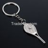 Creative Tennis racket couple metal keychain /key ring 1pair