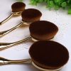 10pcs New arrivals oval makeup brush plastic handle rose gold toothbrush make up brush set with quality carton box