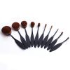 10pcs New arrivals oval makeup brush plastic handle rose gold toothbrush make up brush set with quality carton box