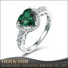 Hot Selling Romantic Women 18k White Gold Plating Gemstone 925 Sterling Silver Green Stone Heart Ring