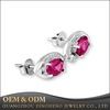 Fashion Jewelry Lab Ruby Stone Oval Eyes Shape 925 Sterling Silver Stud Earrings for Women