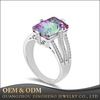 Women Elegant Multicolor Mystic Fire Topaz Zircon Gemstone 925 Sterling Cocktail Silver Ring