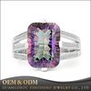 Women Elegant Multicolor Mystic Fire Topaz Zircon Gemstone 925 Sterling Cocktail Silver Ring