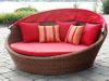 Resin Wicker Rattan Round Sun Loungers with Canopy - Patio Sunbed with Canopy Outdoor Furnitur