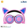 Headphone factory Hot selling Led glowing portable patent cat ear shaped wired headphone