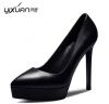 2016 spring and autumn and the shallow mouth of high-heeled women's shoe heels and with a fine leather waterproof Taiwan women shoes