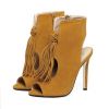 Women Sexy tassels design ankle boots sandals New fashion high heel sandals-brown color