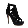 women dress shoes newest designs high heel stiletto sandals with ties-beige and black color