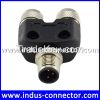 M12 A code male female 3 pin y connector