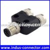 M12 8 pin A code male and female t connector