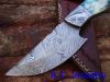 Damascus knife handmade skinner knife - Colored camel bone handle