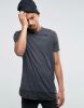 TUSK- Longline T-Shirt With Distress And Stripe Hem Extender