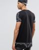 TUSK- Longline T-Shirt With Bandana Print Sleeves And Hem BK