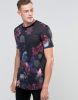 TUSK- Longline T-Shirt With Bandana Print Sleeves And Hem BK