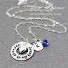 Customized Hand Stamped Initial with Birthstone Necklace