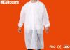 PP SMS PP+PE Non Woven Gown Disposable Knitted Collar Lab Coats with Press Button Velcro Pockets