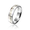 Living Pal Gold plated Line Polished &amp; Matte Finished Platinum Plated Diamond Silver couple Ring Wedding Bands