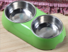 2017 FDA bone shape silicone dog bowl with stainless steel bowl