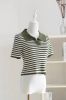 Short sleeved pullover striped sweater