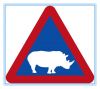 Botswana road traffic Rhinoceros Nearby sign, Botswana road traffic Rhinoceros Nearby signal