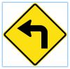 Chile road traffic sharp curve sign ahead, Chile road traffic sharp curve signal ahead