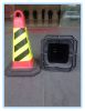 green black flexible square road cone, green black flexible square traffic cone