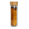 EG505 New Design Custom Promotional Sexy Double Wall Glass Water Bottles With Bamboo Lid &amp;Tea Infuser Wholesale Logo