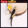 Fashion Golden Rhinestone Bird Parrot Animal Big Brooch Collar Pin