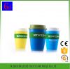 Plastic coffee cup with lid and silicone sleeve