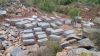 Blue granite slabs and blocks