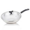Stainless Steel Deep Wok Pan Non Stick La Sera Cookware Set Silicone Hand Well Equipped Kitchen Cookware 