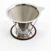 Pour Over Coffee Cone Dripper, Reusable Stainless Steel Double Mesh Coffee Filter with Removable Cup Stand.