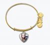 Soufeel Heart/Oval/Circle Photo Charm Bangle, 14K Gold-Plated, 925 Sterling Silver