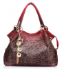 Women Bag Hollow Out Ombre Handbag Floral Print Shoulder Bags Ladies PU