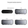 Bluetooth Wireless Speaker with Dual Alarm Clock, Digital FM Radio, 3.5mm Aux Line-in TF Card Play, Thermometer, Large Mirror LED Dimmable Display for Hotel,Home,Office,Bedroom,Travel