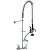 High quality pull down commercial kitchen 8&quot; center wall mounted pre-rinse kitchen faucet with spray valve &amp; 12&quot; add-on faucet