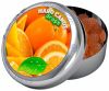 Jardin Riche natural orange flavoured hard candy drops in tin with magnet